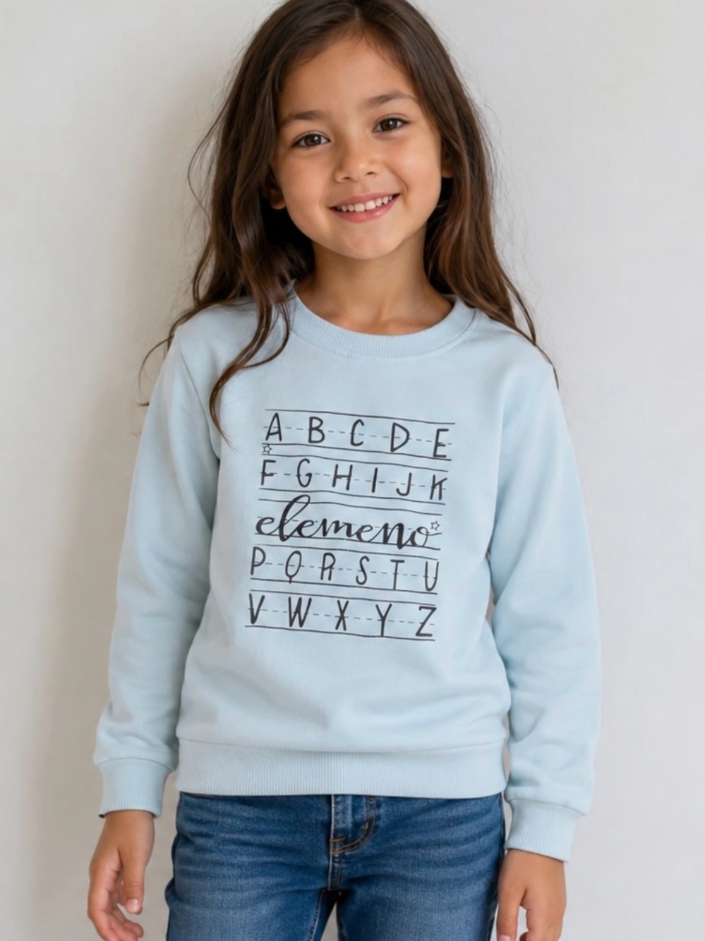Kids Light Blue funny Alphabet Graphic Sweatshirt
